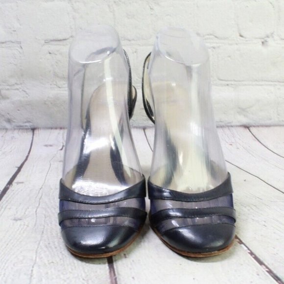 Joey Blue Leather Slip On High Heel Ankle Strap Sandals Size 7 M - Picture 4 of 9